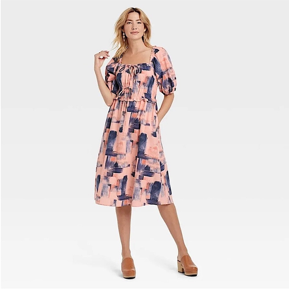 NWT Universal Thread M Blush Print Puff Short Sleeve Dress